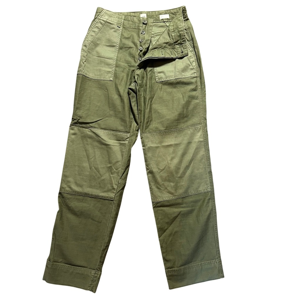 Gap Utility Pants Women 4 (Fits 29x29) Tall Olive Green High Rise Straight Leg
